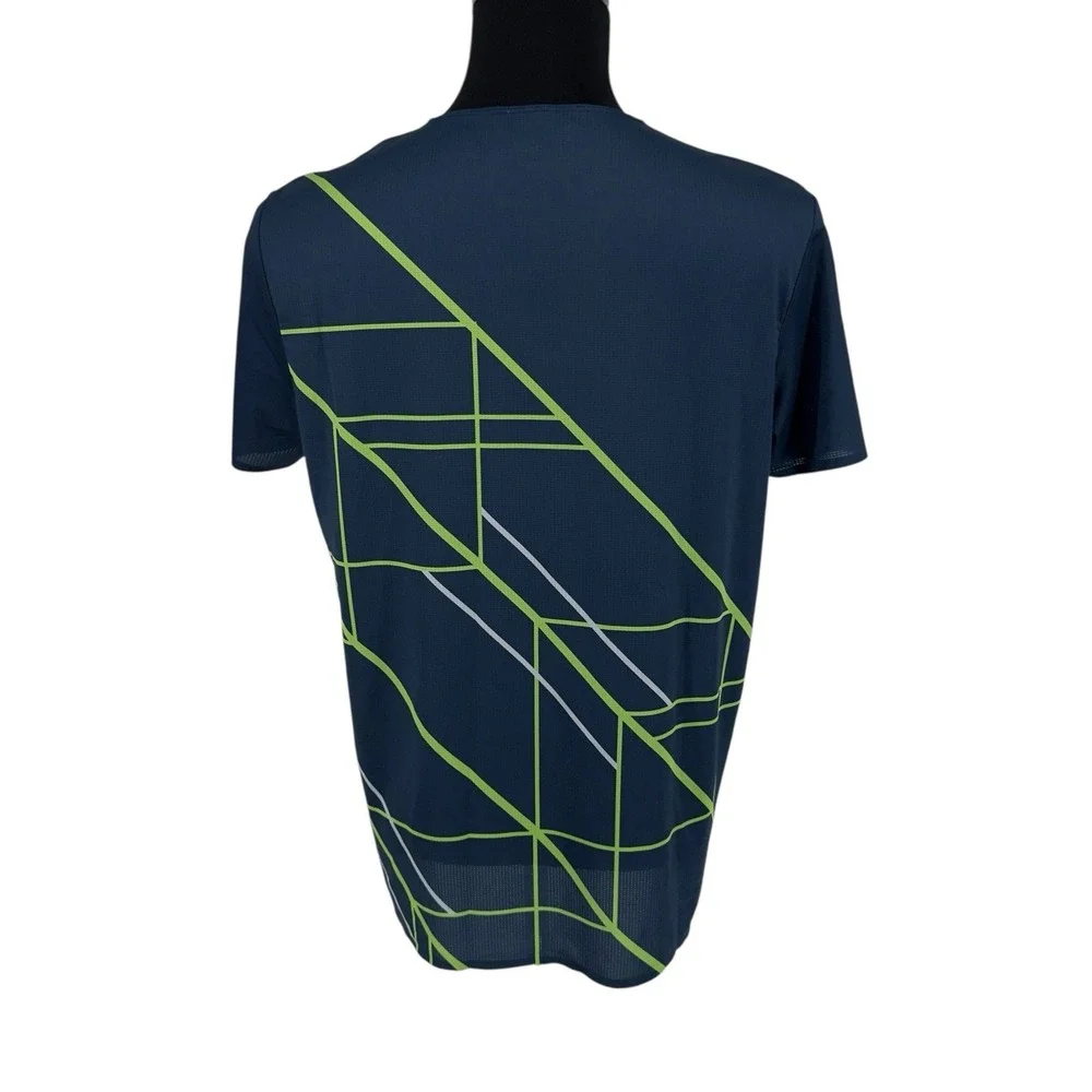 rabbit Men's Running Shirt Size Medium Blue Short Sleeve Geometric Athletic